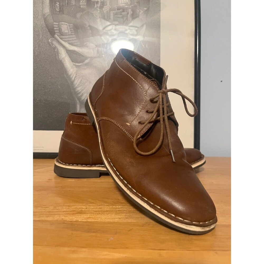 Steve Madden Boots Men 10.50 Cognac Light Brown Lace Up Chukka Boots